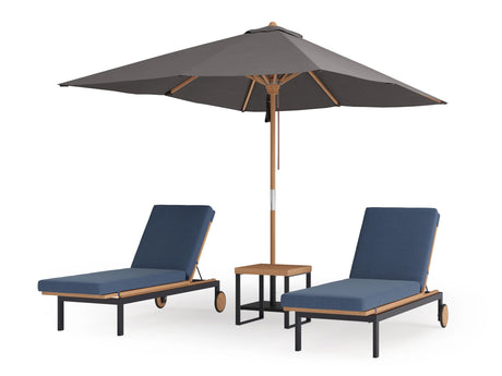 Monterey Chaise Lounge (Set of 2) with Side Table and Umbrella