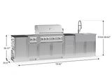 Outdoor Kitchen Signature Series 10 Piece Cabinet Set with 1 Door, Dual Side Burner, 3 Drawer, Sink, Grill and Grill Cabinet