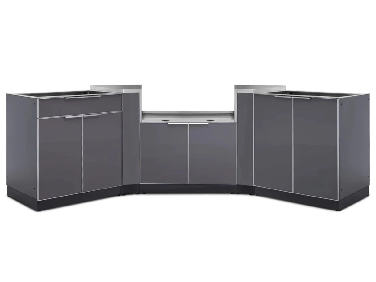 Outdoor Kitchen Aluminum 5 Piece Cabinet Set with 2-Door, Bar, Grill and Corner Cabinets