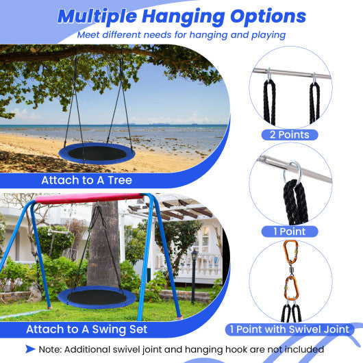 40 Inches Saucer Tree Swing Round with Lights for Kids and Adults-Navy