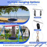 40 Inches Saucer Tree Swing Round with Lights for Kids and Adults-Navy