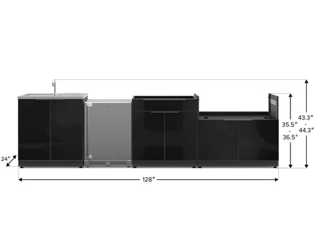 Outdoor Kitchen Aluminum 4 Piece Cabinet Set with Sink, Bar, Grill Cabinet and Fridge