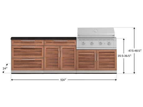 Outdoor Kitchen Stainless-Steel 5 Piece Cabinet Set with 3 Drawer, 2-Door with Drawer, Performance Grill, Grill Cabinet and Countertop