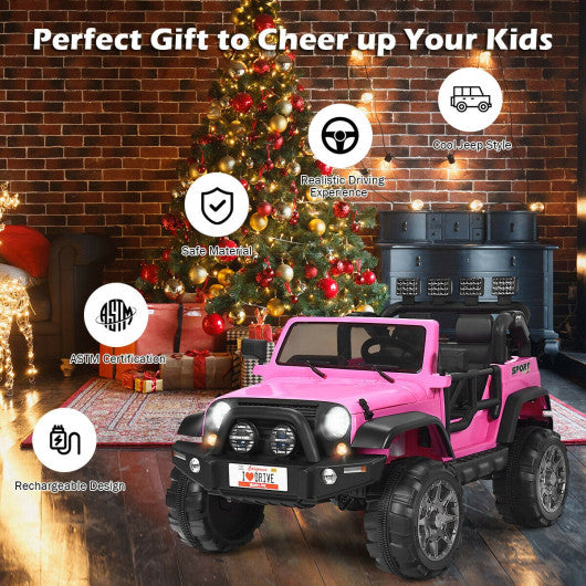 12V 2-Seater Ride on Car Truck with Remote Control and Storage Room-Pink