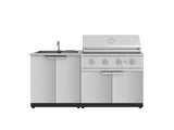 Outdoor Kitchen Stainless Steel 3 Piece Cabinet Set with Sink Cabinet and Performance Gas Grill