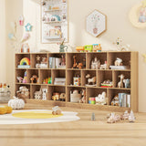 41 inches Wooden Toy Storage Organizer with 10 Cubes for Classroom Daycare Nursery Kindergarten-Natural
