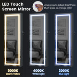 42.5 Inches Lockable Jewelry Mirror Wall Cabinet with 3-Color LED Lights-Black