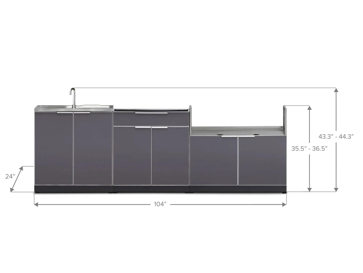 Outdoor Kitchen Aluminum 3 Piece Cabinet Set with Bar, Grill and Sink Cabinet