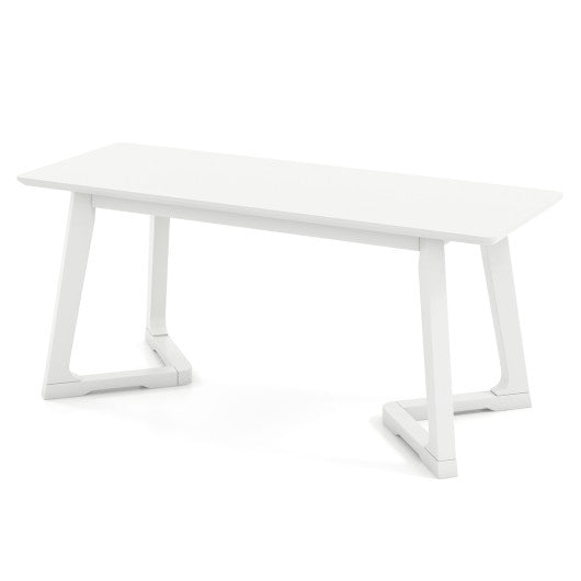 42 Inch Modern Entryway Bench Long Dining Bench with Rubber Wood Legs-White