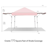 17 Feet x 10 Feet Foldable Pop Up Canopy with Adjustable Instant Sun Shelter-Pink