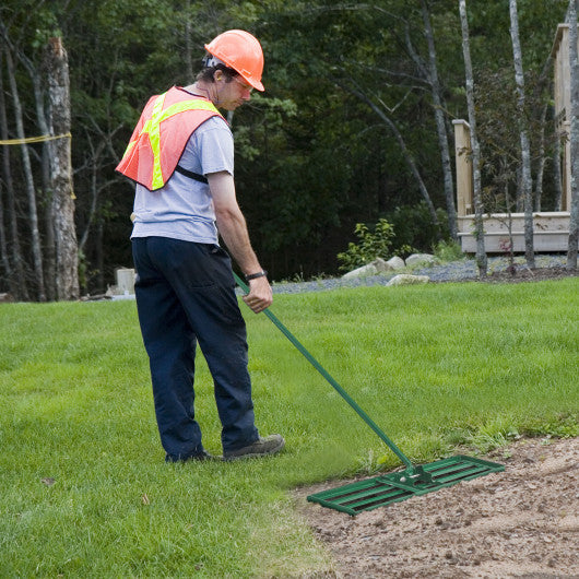 42 x 10 Inch Lawn Leveling Rake with Ergonomic Handle-Green