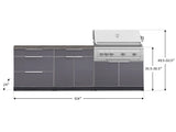 Outdoor Kitchen Aluminum 5 Piece Cabinet Set with 3 Drawer, Bar, Grill Cabinet, Platinum Grill and Countertop