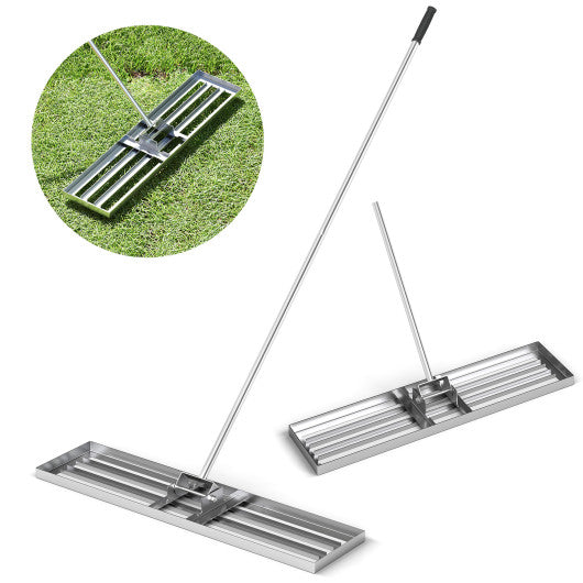 42 x 10 Inch Lawn Leveling Rake with Ergonomic Handle-Silver