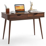 43.5 Inch Computer Desk with 2 Drawers for Small Spaces-Walnut