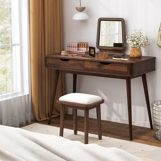 43.5 Inch Computer Desk with 2 Drawers for Small Spaces-Walnut