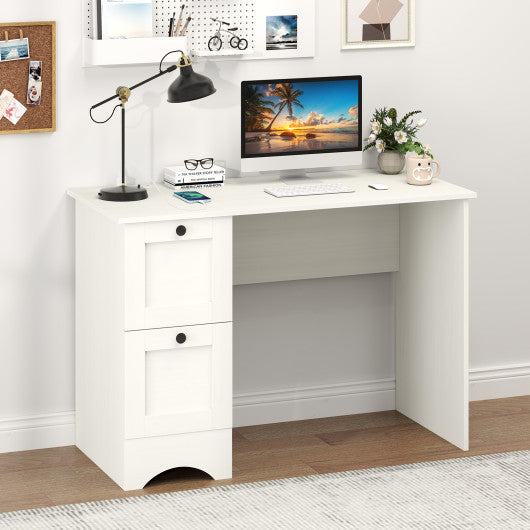 43 Inch Computer Desk with Charging Station for Living Room-White