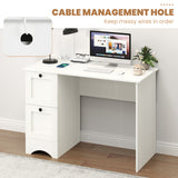 43 Inch Computer Desk with Charging Station for Living Room-White