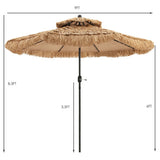 9 Feet Thatched Tiki Umbrella with 8 Ribs