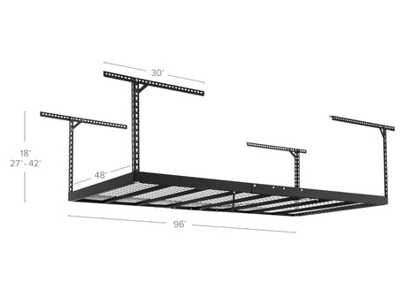 Versarac Pro 4 Ft. X 8 Ft. Height-Adjustable Overhead Rack in Black