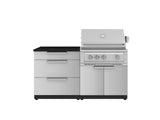 Outdoor Kitchen Stainless-Steel 4 Piece Cabinet Set with 3 Drawer, Grill Cabinet, Platinum Grill, and Countertop