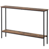 44 Inch Console Table with Shelf with Dual Anti-Tipping Kits-Rustic Brown