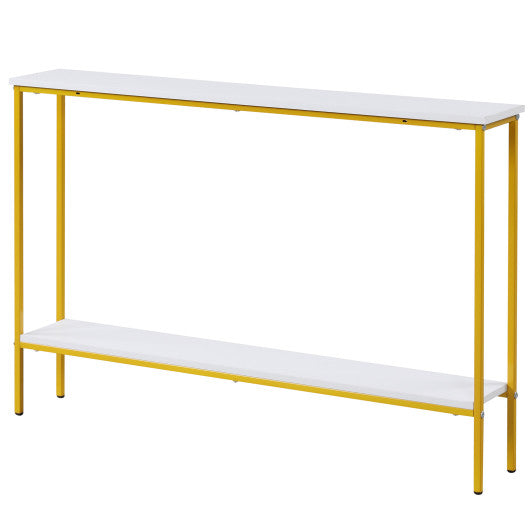 44 Inch Console Table with Shelf with Dual Anti-Tipping Kits-White