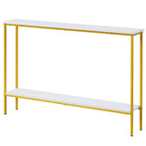 44 Inch Console Table with Shelf with Dual Anti-Tipping Kits-White