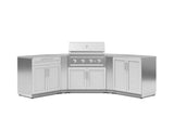 Outdoor Kitchen Stainless-Steel 7 Piece Cabinet Set with 2 Door, Bar, Corner, Grill Cabinet, Performance Grill, and Countertops