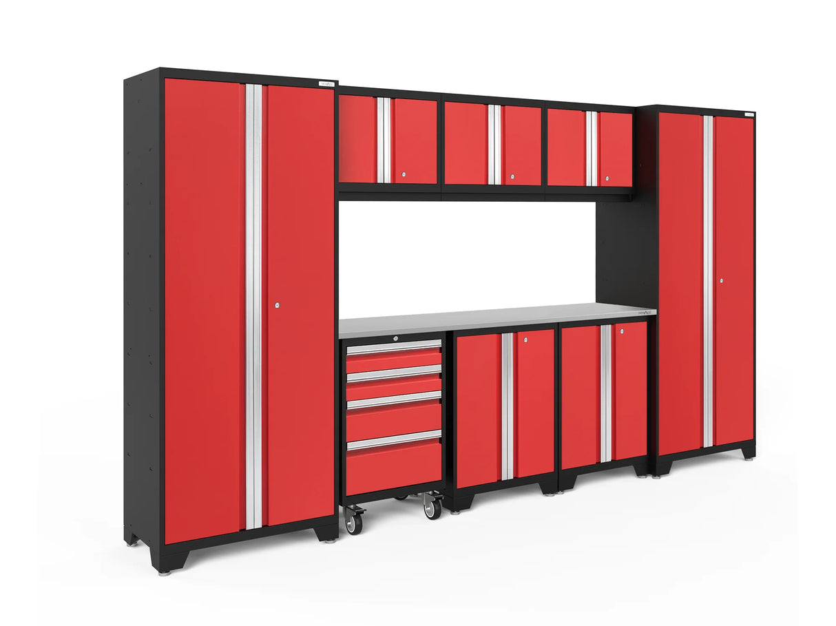 Bold Series 9 Piece Cabinet Set with 2 Base, Tool, Wall Cabinets and 30 In. Lockers