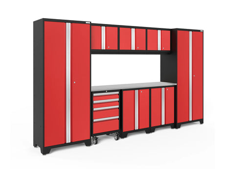 Bold Series 9 Piece Cabinet Set with 2 Base, Tool, Wall Cabinets and 30 In. Lockers