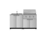 Outdoor Kitchen Stainless Steel 3 Piece Cabinet Set with Sink Cabinet and Performance Gas Grill