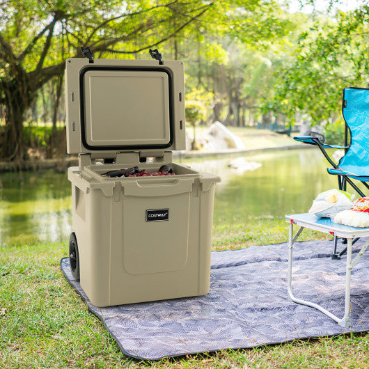 45 Quart Cooler Towable Ice Chest-Brown