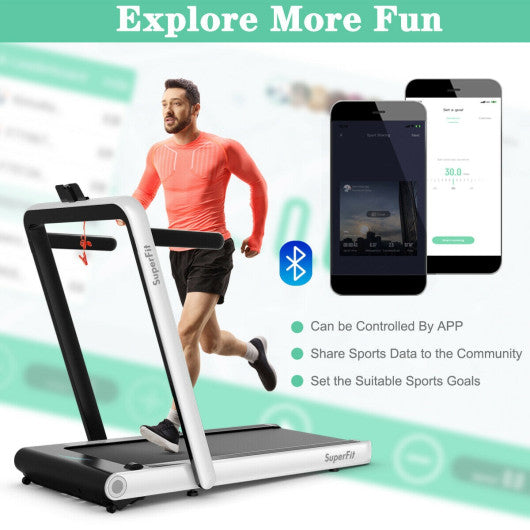 4.75HP 2 In 1 Folding Treadmill with Remote APP Control-White