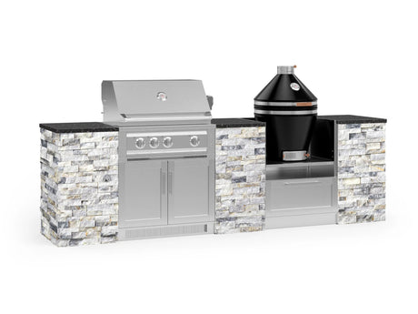 Outdoor Kitchen Signature Series 9 Piece Cabinet Set with Kamado, Platinum Grill and Grill Cabinet