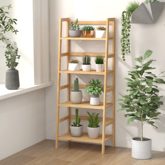 47.5 Inch 4-Tier Multifunctional Bamboo Bookcase Storage Stand Rack