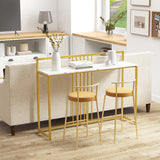 47 Inch Long Entryway Table with Faux Marble Top and Baffle-White