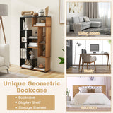 47-Inch Tall Bookshelf for Home Office Living Room-Natural & Black