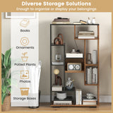 47-Inch Tall Bookshelf for Home Office Living Room-Natural & Black