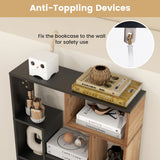 47-Inch Tall Bookshelf for Home Office Living Room-Natural & Black