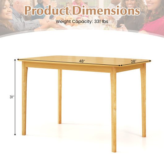 48 Inch Solid Wood Dining Table with Rubber Wood Supporting Legs for Kitchen Dining Room-Natural