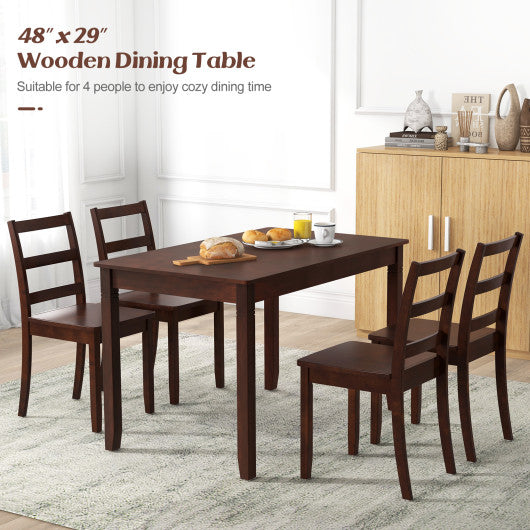48-Inch Wooden Dining Table for 4 People Rectangular Kitchen Table with Rubber Wood Legs-Cherry
