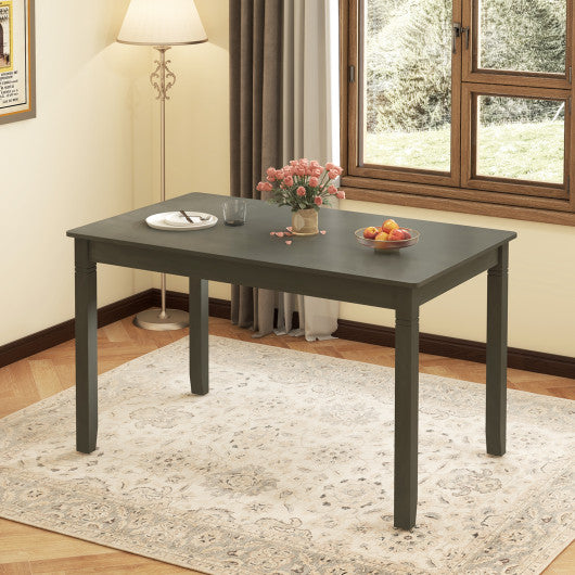 48-Inch Wooden Dining Table for 4 People Rectangular Kitchen Table with Rubber Wood Legs-Gray