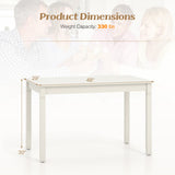 48-Inch Wooden Dining Table for 4 People Rectangular Kitchen Table with Rubber Wood Legs-Cream White