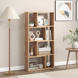 48 Inch 4-Tier Geometric Bookshelf with 8 Cubes for Living Room Bedroom-Natural