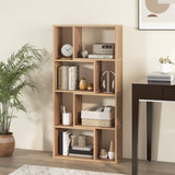 48 Inch 4-Tier Geometric Bookshelf with 8 Cubes for Living Room Bedroom-Natural