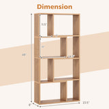 48 Inch 4-Tier Geometric Bookshelf with 8 Cubes for Living Room Bedroom-Natural