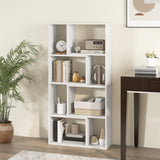 48 Inch 4-Tier Geometric Bookshelf with 8 Cubes for Living Room Bedroom-White