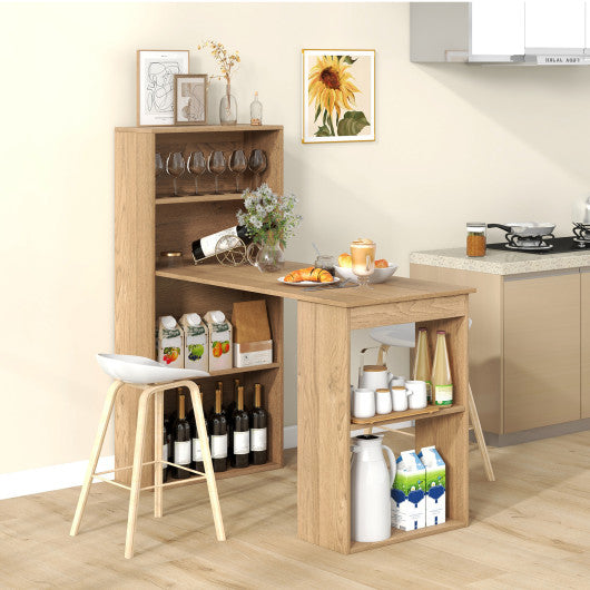 48 Inch Computer Desk with 4-Tier Bookcase and CPU Stand-Natural