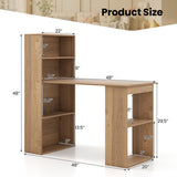 48 Inch Computer Desk with 4-Tier Bookcase and CPU Stand-Natural