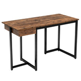 48 Inch Computer Desk with Metal Frame and Adjustable Pads-Brown
